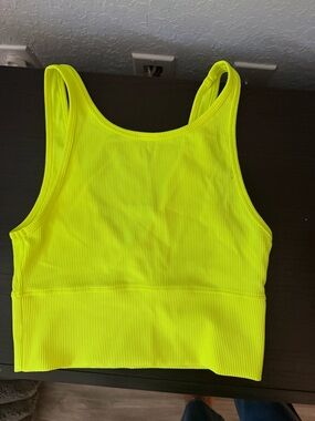 lululemon athletica Neon Yellow Ribbed Sports Crop